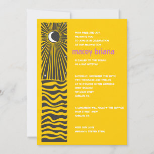 SUN MOON WATER Bar Bat Mitzvah Invitation