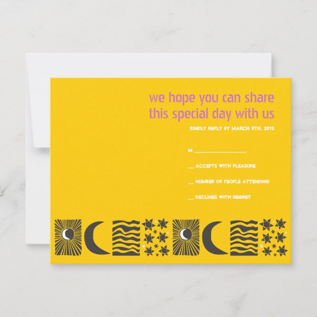 Sun Moon Water Bar Bat Mitzvah Reply Card (Front)