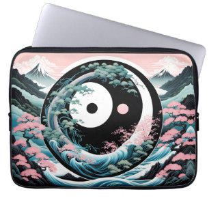 Sun Moon Wave Floral Mountain Pink Sage Teal Laptop Sleeve