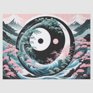 Sun Moon Wave Floral Mountain Pink Sage Teal Tissue Paper