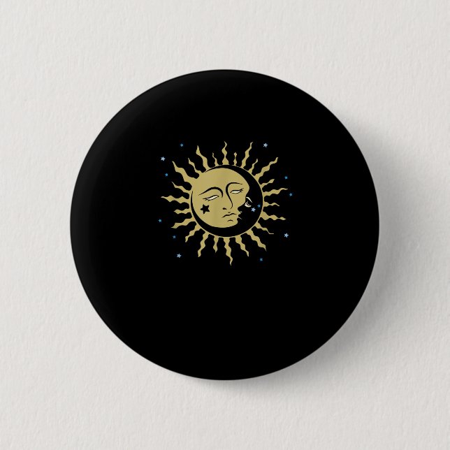 Sun Moon With 90s Witch Whimsigoth Aesthetic 2 Inch Round Button (Front)