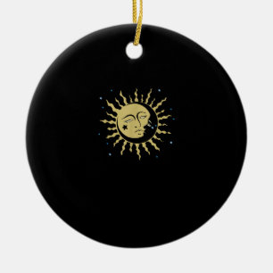 Sun Moon With 90s Witch Whimsigoth Aesthetic Ceramic Ornament