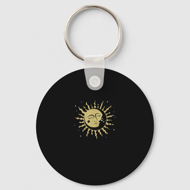 Sun Moon With 90s Witch Whimsigoth Aesthetic Keychain (Front)