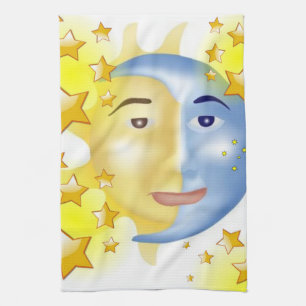 Sun Moon Yellow Stars Serviette de cuisine