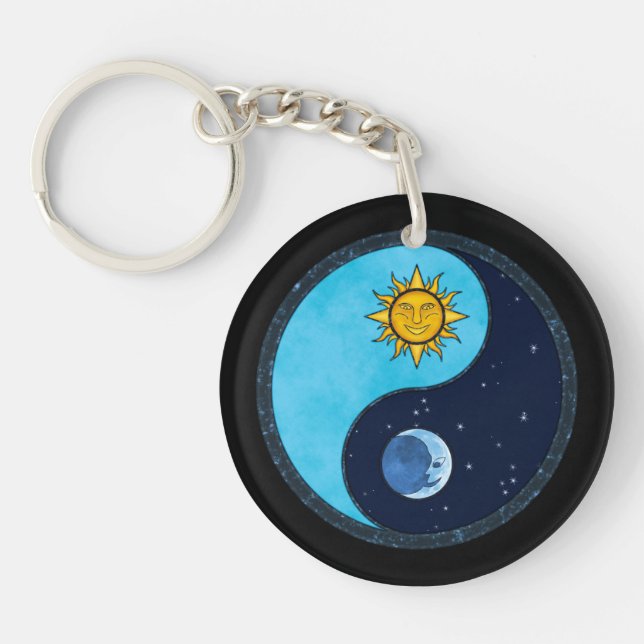 Sun Moon Yin Yang Symbol Keychain (Front)