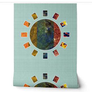 Sun Mosaic Wallpaper | Sky Blue Mural