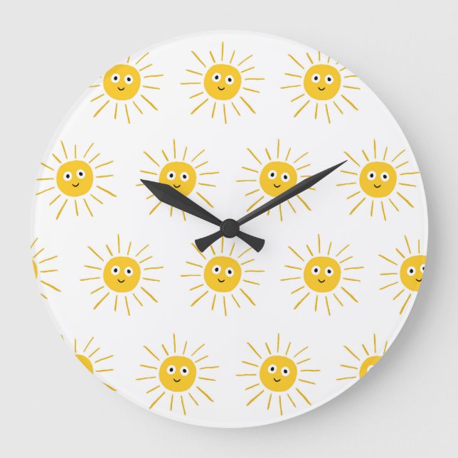 Sun motifs: vintage sketchy seamless. large clock (Front)