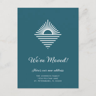 Sun Ocean Teal Blue Coastal New Address Announcement Postcard