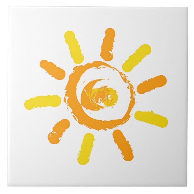 Sun orange yellow drawing tile (Front)