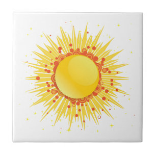 Sun orange yellow groovy tile