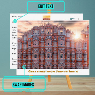 Sun over Hawa Mahal in Jaipur India Postcard