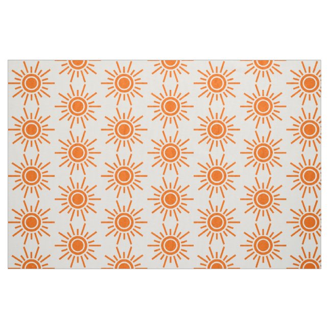 Sun Pattern 02 - Orange on White Fabric (Fat Quarter)