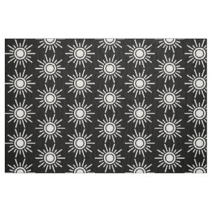 Sun Pattern 02 - White on Black Fabric