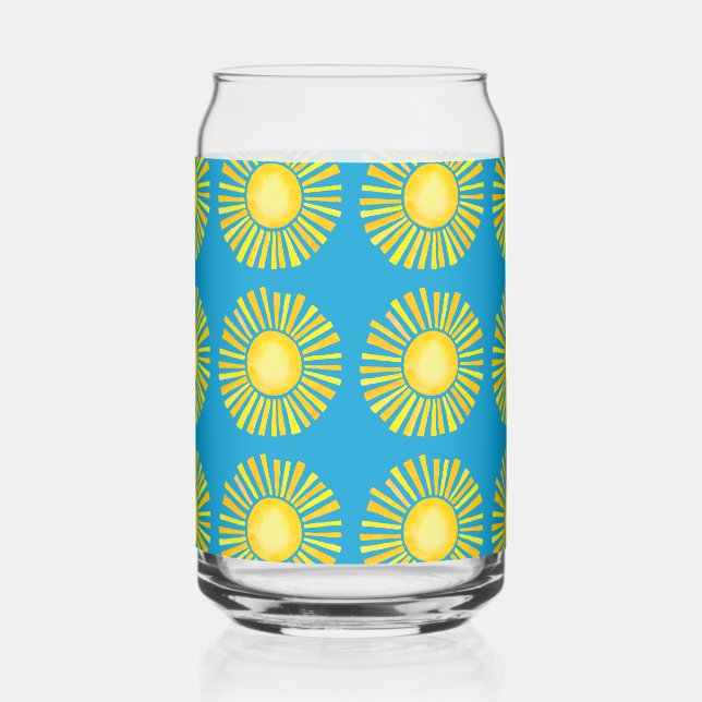 Sun Pattern Orange and Yellow Can Glass (Front)