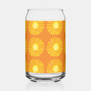 Sun Pattern Orange and Yellow Can Glass