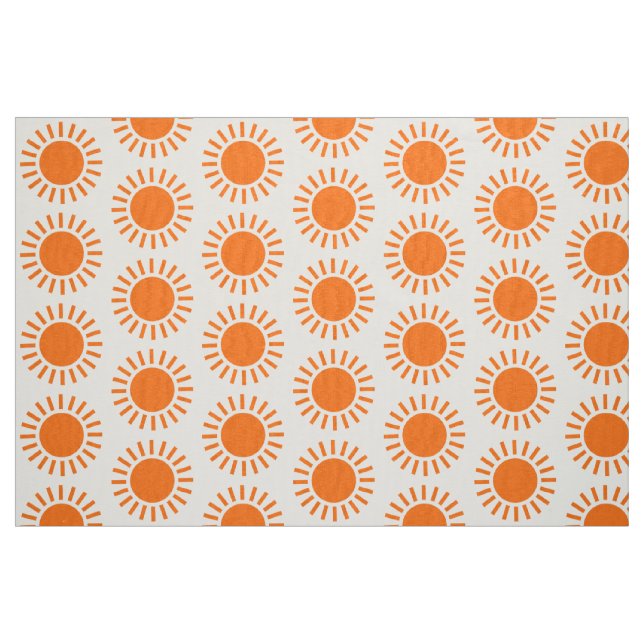 Sun Pattern - Orange on White Fabric (Fat Quarter)