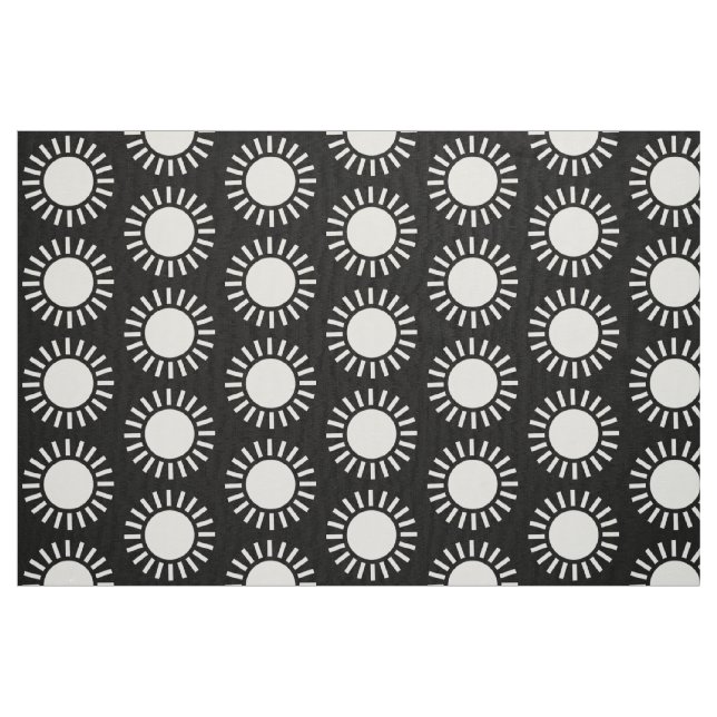 Sun Pattern - White on Black Fabric (Fat Quarter)