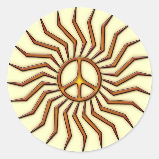 SUN PEACE SIGN CLASSIC ROUND STICKER