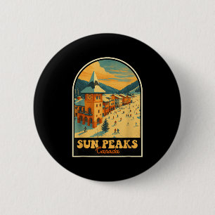 Sun Peaks Canada Vintage Design Retro Ski Village  2 Inch Round Button