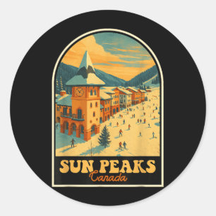 Sun Peaks Canada Vintage Design Retro Ski Village  Classic Round Sticker