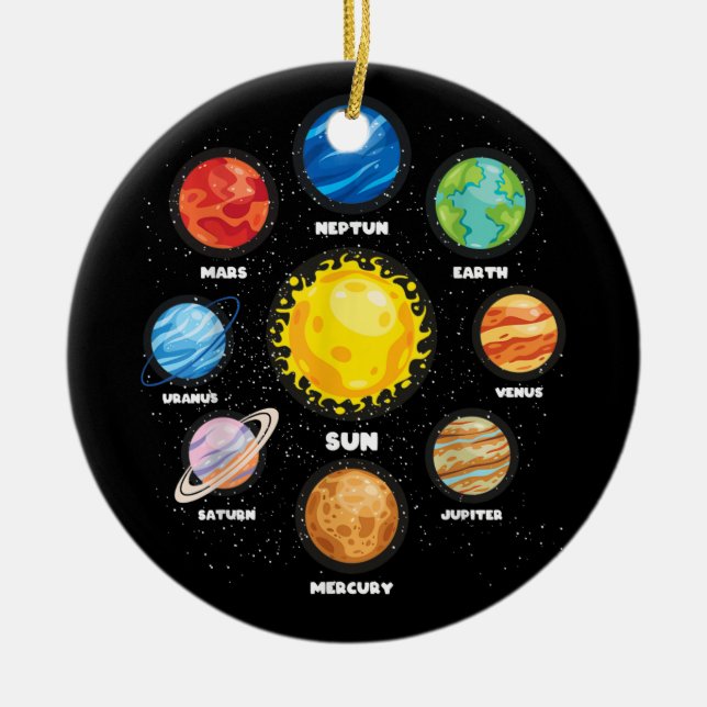 Sun Planets Outer Space Scientist Astronaut Space  Ceramic Ornament (Front)