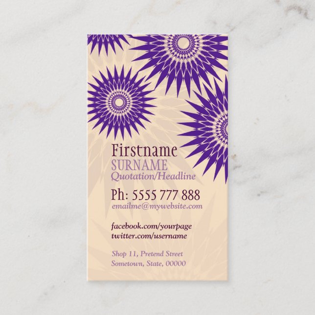 Sun Purple Rosea avec Carte de visite de logo (Devant)