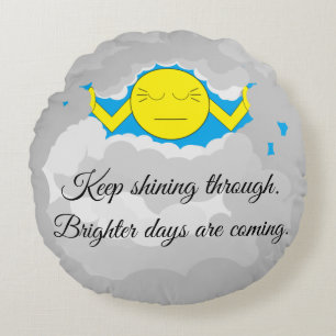 Sun Pushing Through Storm Clouds: Round Pillow
