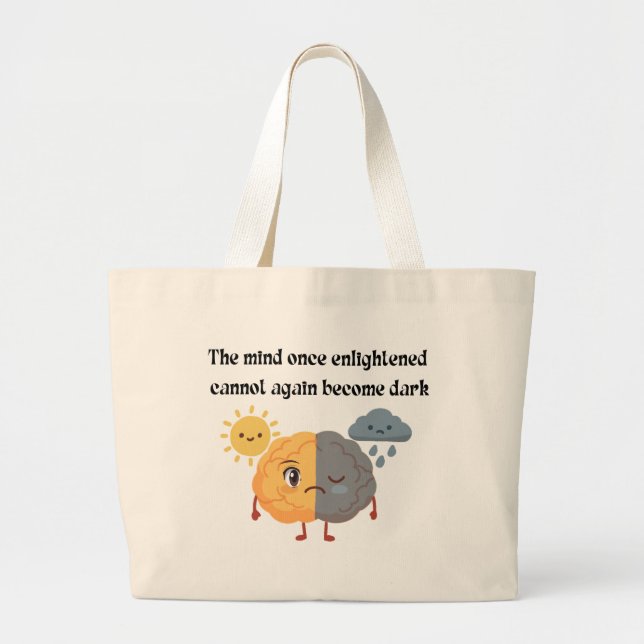 Sun Rain Brain Enlightened Mind Yellow Student Large Tote Bag (Front)