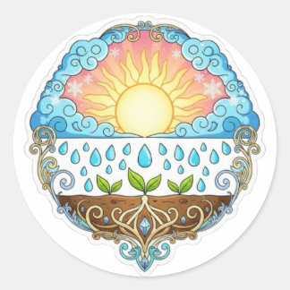 Sun Rain Growth Nature Symbol Illustration design  Classic Round Sticker
