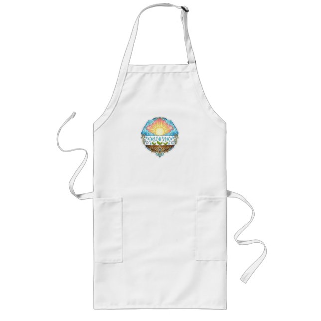 Sun Rain Growth Nature Symbol Illustration design  Long Apron (Front)