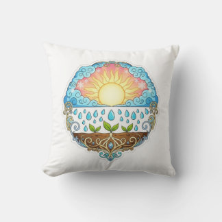 Sun Rain Growth Nature Symbol Illustration design  Throw Pillow