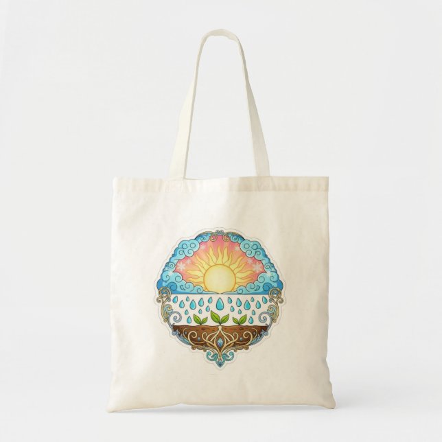 Sun Rain Growth Nature Symbol Illustration design  Tote Bag (Front)