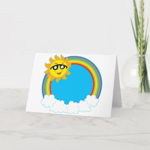 Sun & Rainbow Wreath with Clouds Holiday Card