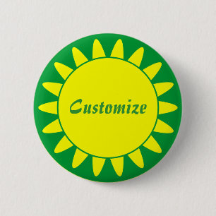 Sun Ray Template - 3 - Green 2 Inch Round Button