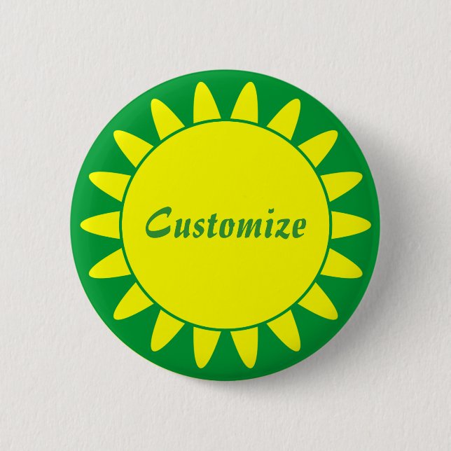 Sun Ray Template - 3 - Green 2 Inch Round Button (Front)