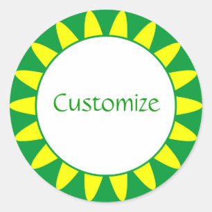 Sun Ray Template - 3 - Green Classic Round Sticker