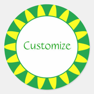 Sun Ray Template - 3 - Green Classic Round Sticker