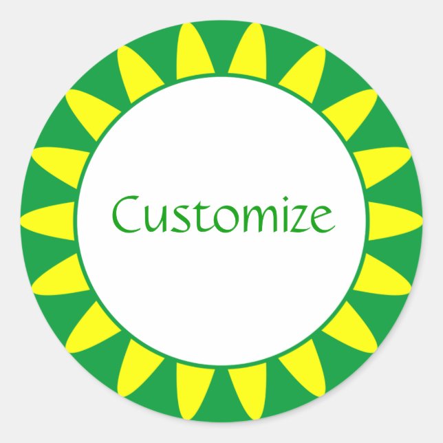 Sun Ray Template - 3 - Green Classic Round Sticker (Front)