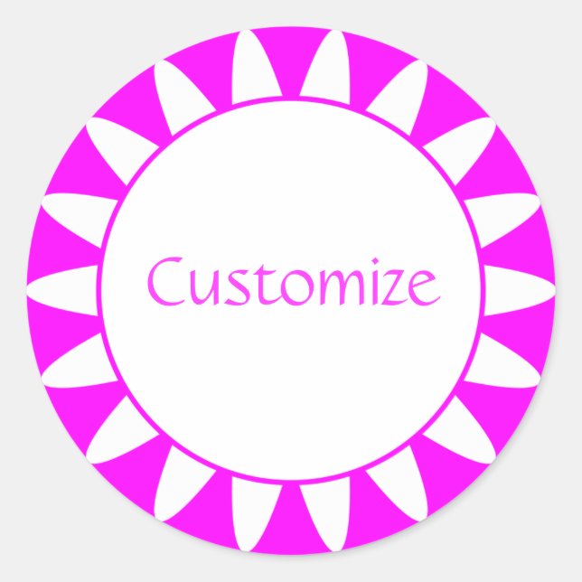 Sun Ray Template - 3 - Magenta Classic Round Sticker (Front)
