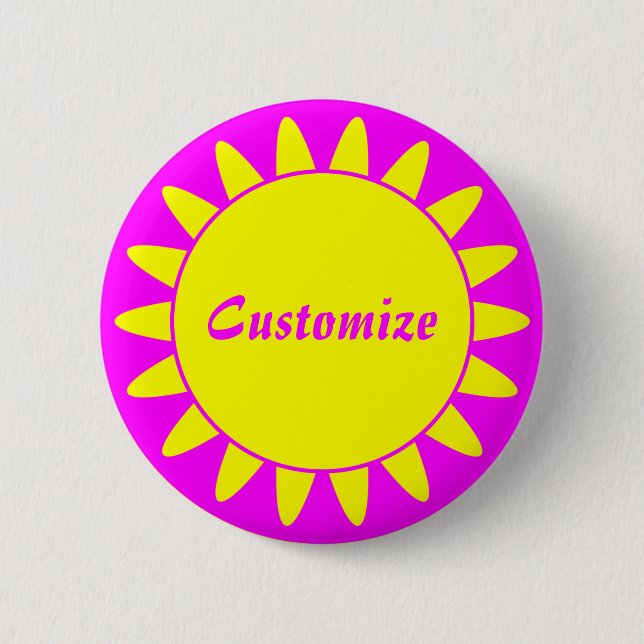 Sun Ray Template - 3 - Magenta & Yellow 2 Inch Round Button (Front)