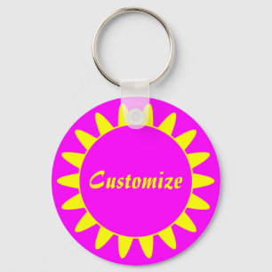 Sun Ray Template - 3 - Magenta & Yellow v1 Keychain