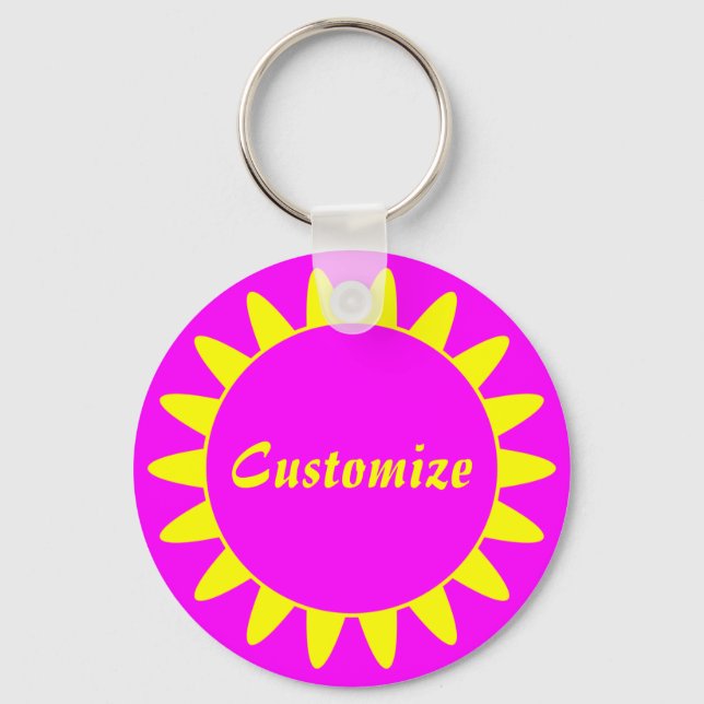 Sun Ray Template - 3 - Magenta & Yellow v1 Keychain (Front)