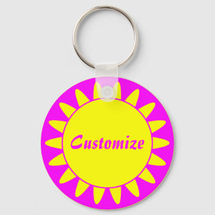 Sun Ray Template - 3 - Magenta & Yellow v2 Keychain