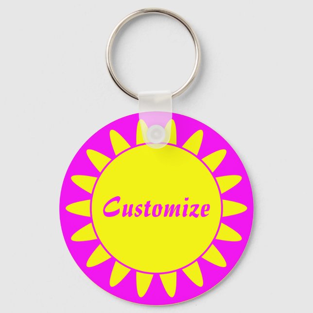Sun Ray Template - 3 - Magenta & Yellow v2 Keychain (Front)