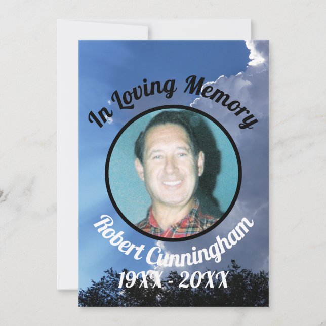 Sun Rays and Clouds Photo Memorial Card (Front)