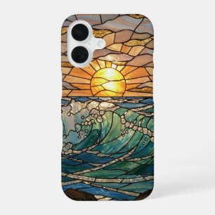 Sun Rays And Waves Stained Glass Illusion iPhone 16 Case