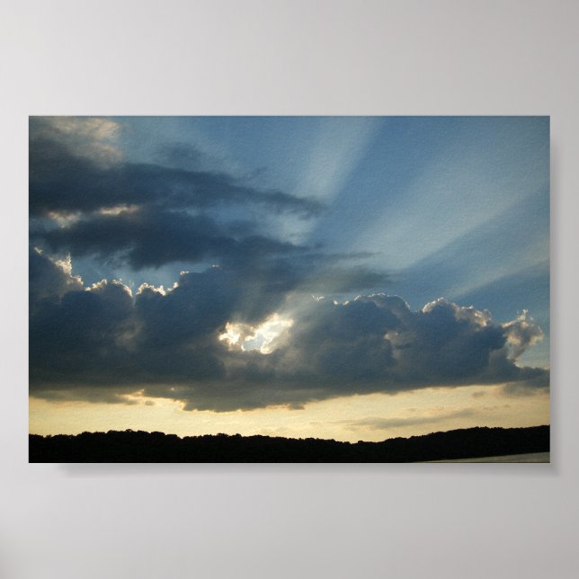 Sun  rays coming through the cloulds poster (Front)
