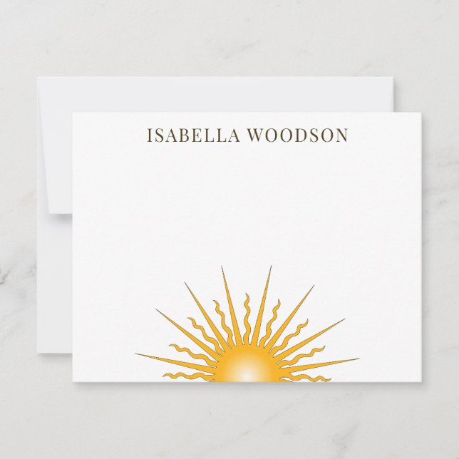 Sun Rays Name Note Card (Front)