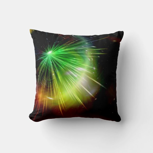 Sun rays on a colourful sky throw pillow (Front)