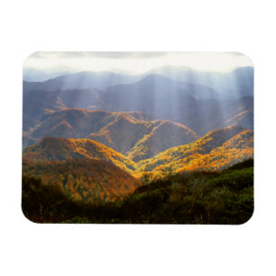 Sun Rays Over Shirakami-Sanchi Mountains Magnet